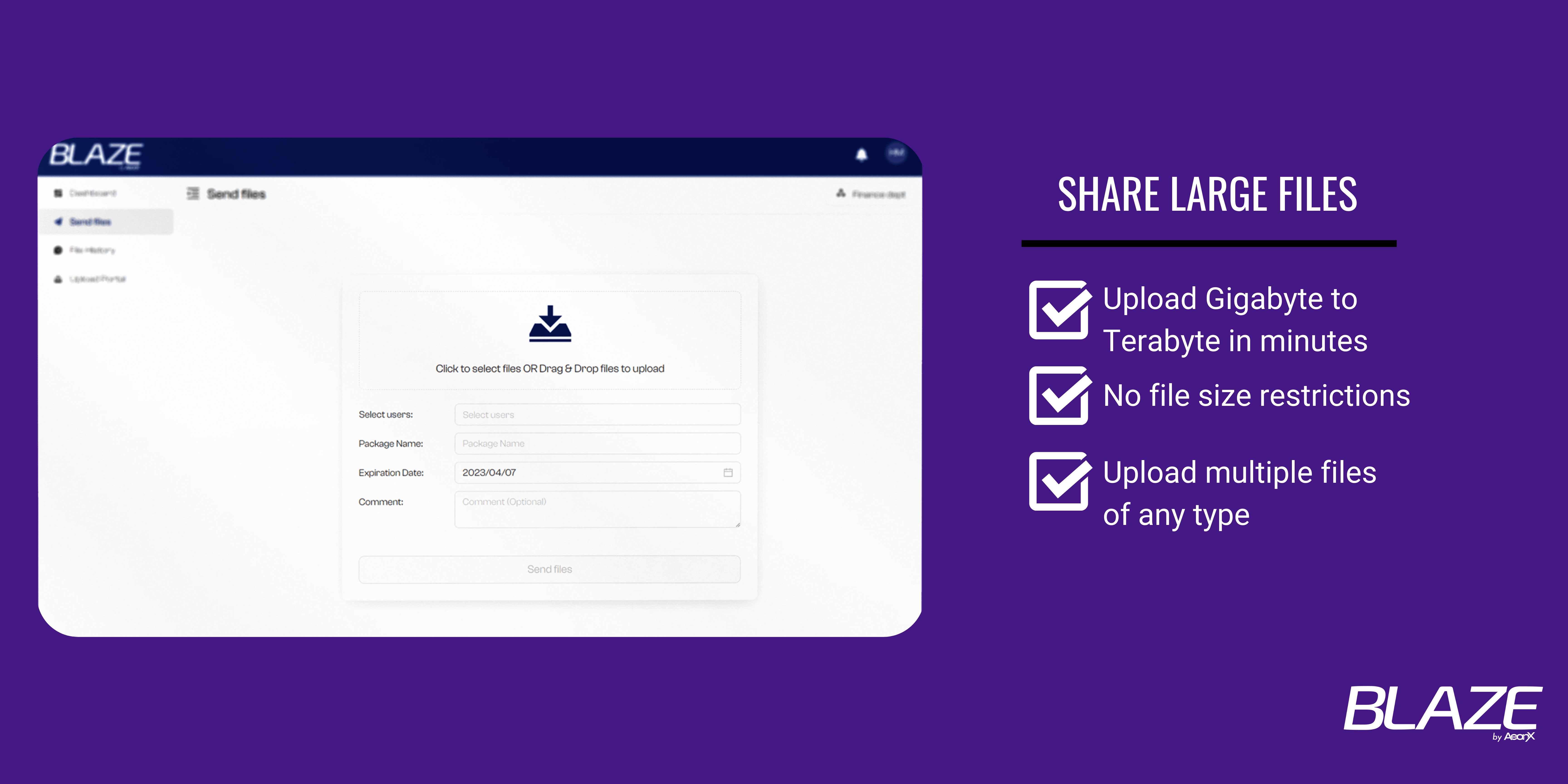 screenshot of Blaze Transfer